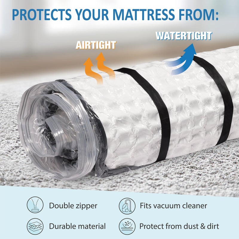 Storage Logic Twin/Twin XL Foam Mattress Vacuum Bag for Moving, Mattress Vacuum Seal Storage Bag with Straps - Image 5