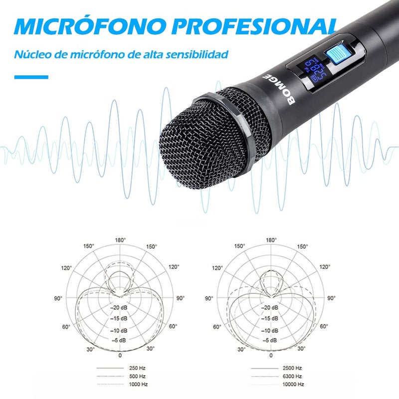 BOMGE Wireless Microphone System, Pro 4-Channel Cordless Mic Set with Four Handheld Mics, Fixed Frequency, Long Range 200ft, Ideal for Church,Karaoke, Events (V410) - Image 5