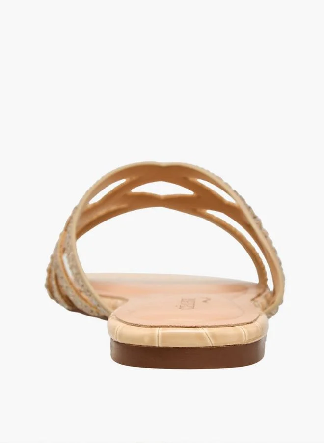 Celeste BEIGE Women Embellished Flat Sandals for Women | Best Price UAE
