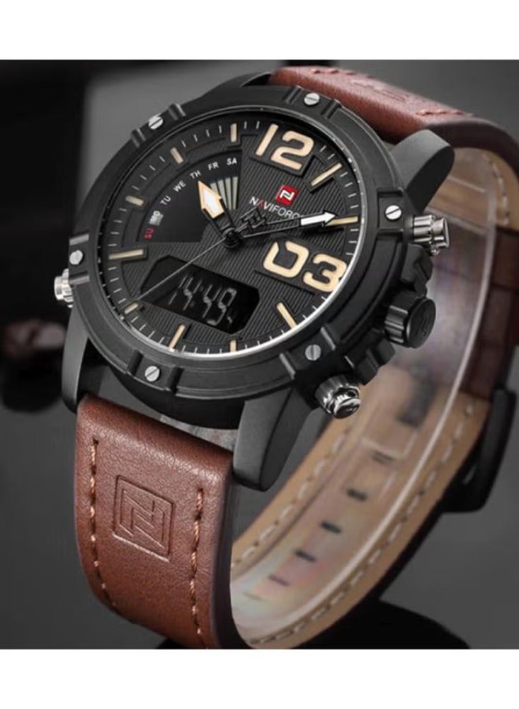 NAVIFORCE men Water Resistant Analog/Digital Watch 9095 B-Y-Bn - Image 2