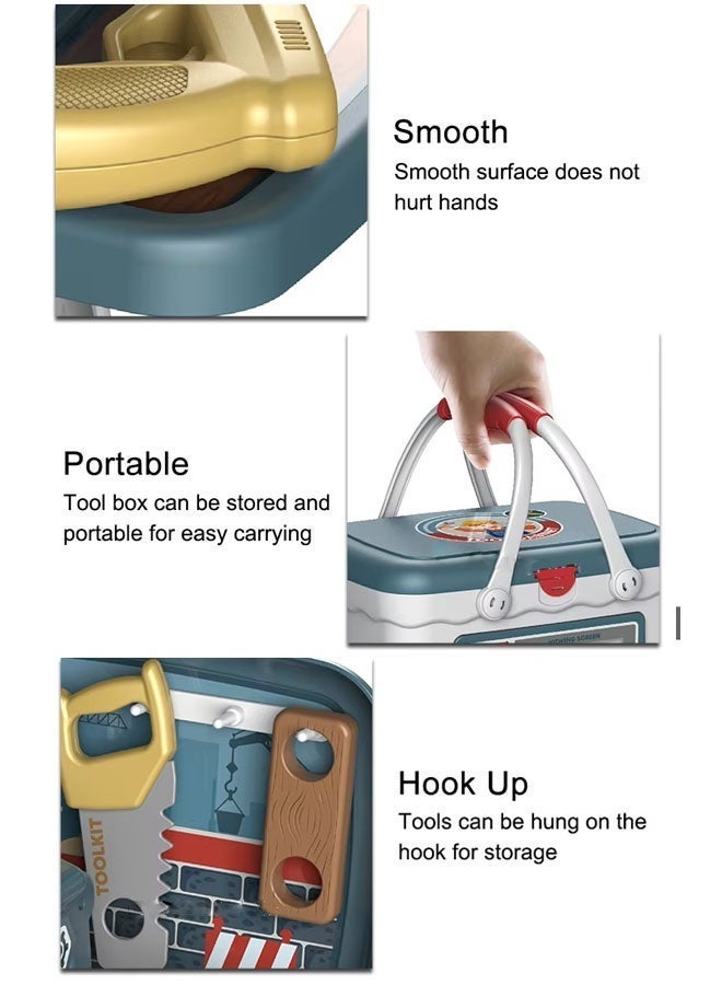 2-In-1 Portable Tool Set For Kids,Pretend Play Disassembly Tool Box,Mechanical Work Case Simulation Repair Tools Toys with Electric hand drill,Bolt Driver, For Toddlers Boys and Girls Gift 29.5x18x23.7cm - Image 5