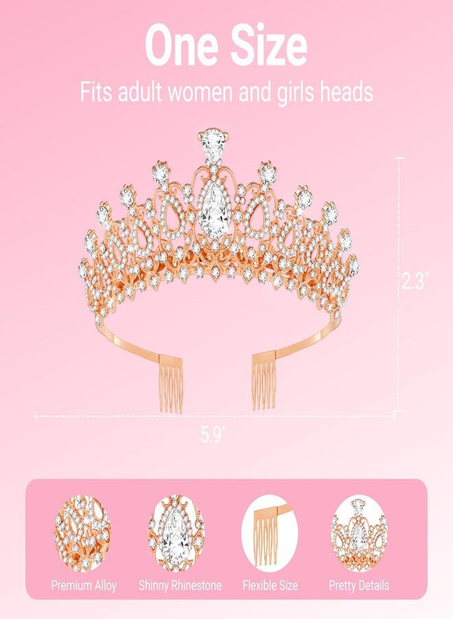 Papoopy Tiara Crown for Women and Girls, Headband Hair Accessories for Birthday Wedding Party Costume Rose - Image 2