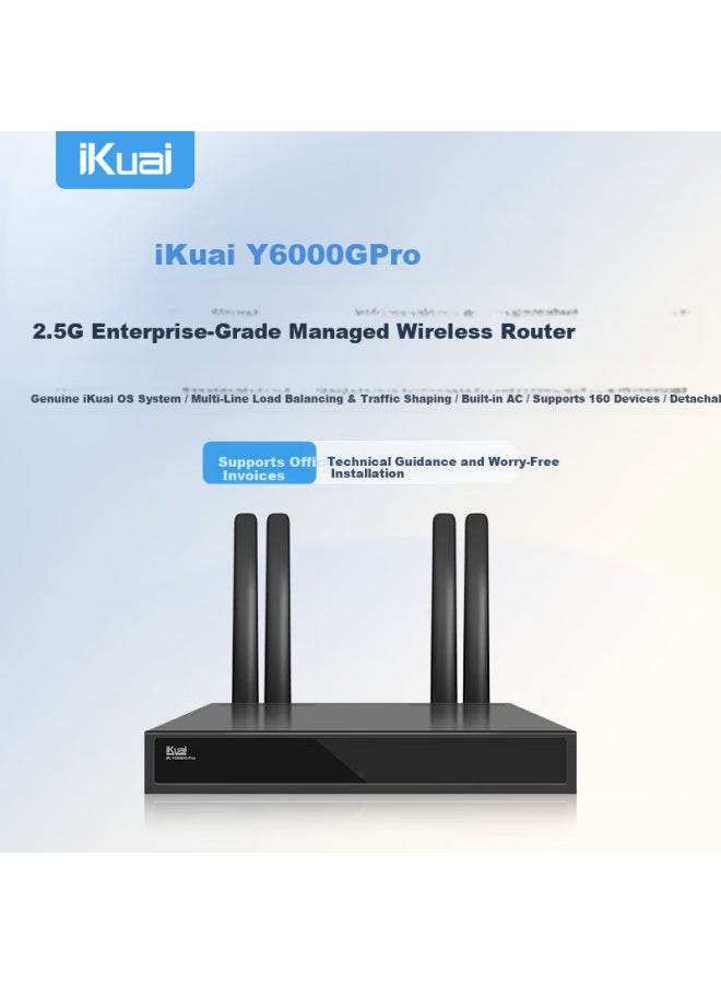 Ikuai 2.5g Wifi6 Enterprise Wireless Router Ax6000 Mesh Router 5g Dual Band Multi-wan Broadband Aggregation Internet Management Y6000g Pro