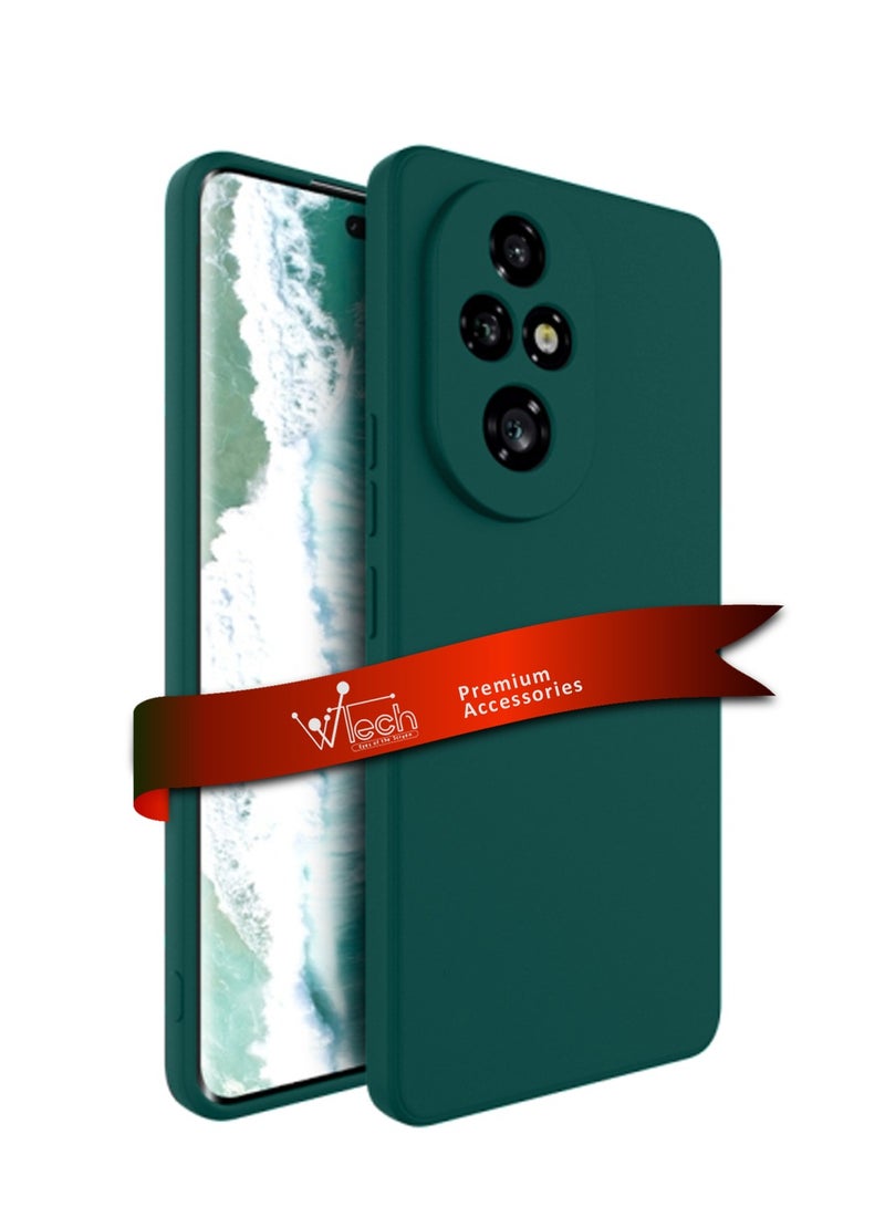 Wtech Honor 200 Pro 5G 2024 Premium Liquid Silicone Case Cover Dark Green - Image 1