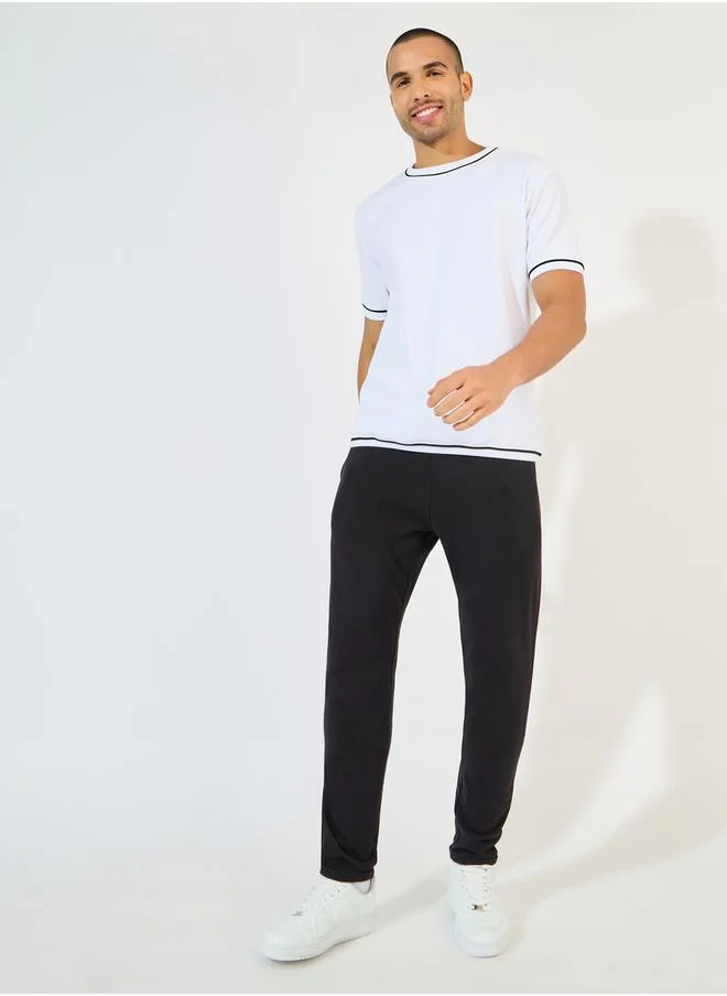 ستايلي Slim Fit Pique Knit Pants with Turn-Up Hem