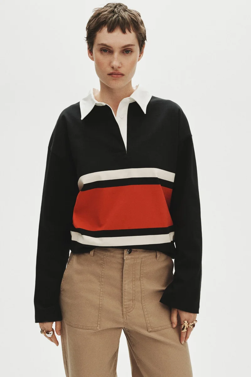 اتش اند ام بنطلون من قماش كانفاس قطني