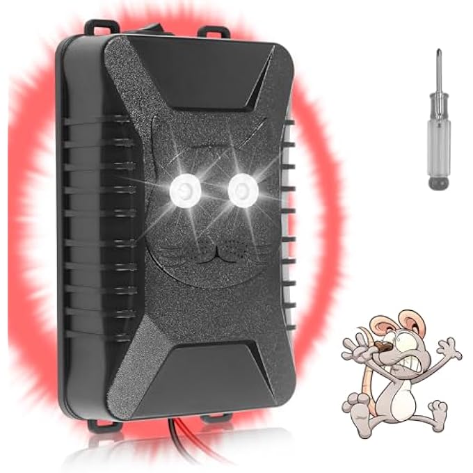 rayihni Marten deterrent with 18-36 kHz ultrasound and 2 flash lights, marten deterrent, car marten repellent, mobile marten protection, marten deterrent, rat repellent for car engine, home, garage - Image 1