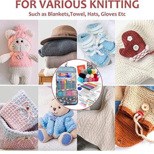 Tusmad 130PCS Crochet Kit for Beginners & Adults – Upgraded Hanging Crochet Set with Crochet Yarn, Ergonomic Soft Grip Hooks & Knitting Tools – Complete Crochet Starter Kit for Crafting, Green - Image 5