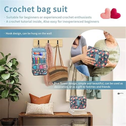 Tusmad 130PCS Crochet Kit for Beginners & Adults – Upgraded Hanging Crochet Set with Crochet Yarn, Ergonomic Soft Grip Hooks & Knitting Tools – Complete Crochet Starter Kit for Crafting, Green - Image 4