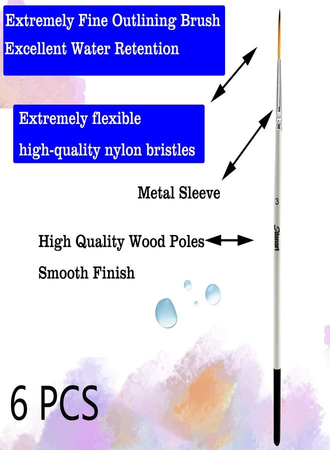 Sdanart Script Liner Paintbrush 6 PCS Highly Flexible Liner Brush Extra Long Fine Point Tip Pinstriping Scroll Outlining Brush for Acrylic Watercolor Oil Gouache - Image 3