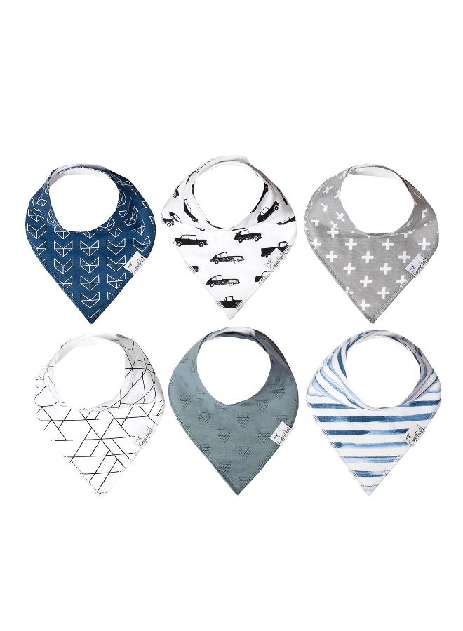 Copper Pearl 6 Pack Soft Cotton Baby Bibs for Drooling and Teething, Absorbent Drool Bibs for Baby Boy, Adjustable to Fit Newborns to Toddlers, Tons of Styles (Rider Set) - Image 1