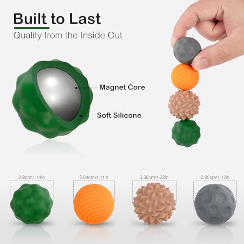 Ednzion Fidget Toys Adults 4PCS Magnetic Silicone Stress Balls for Anxiety Focus ADHD Relief Textured Sensory Desk Gadgets Stocking Stuffers or White Elephant Gifts for Men Women Teens - Image 5