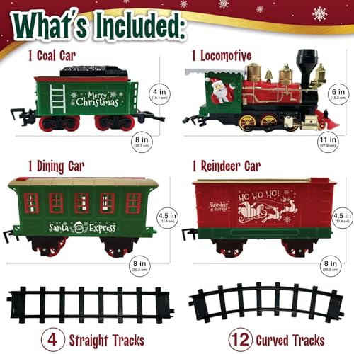 stargo Christmas Train Set for Under The Tree with Lights Music Sounds and Steam Electric Train with OnOff Button Smoke Tracks Perfect Holiday or Birthday Gift for Boys Toddlers Ages 3 Year Olds - Image 5