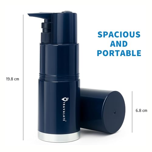 TRAVALATE 5-in-1 Portable Travel Toothbrush Holder | Shampoo & Shower Gel Dual 45ml Dispenser Bottles, Comb, Toothbrush & Toothpaste Holder | Multi-Function Essential Kit with in-Built Mirror - Blue - Image 4