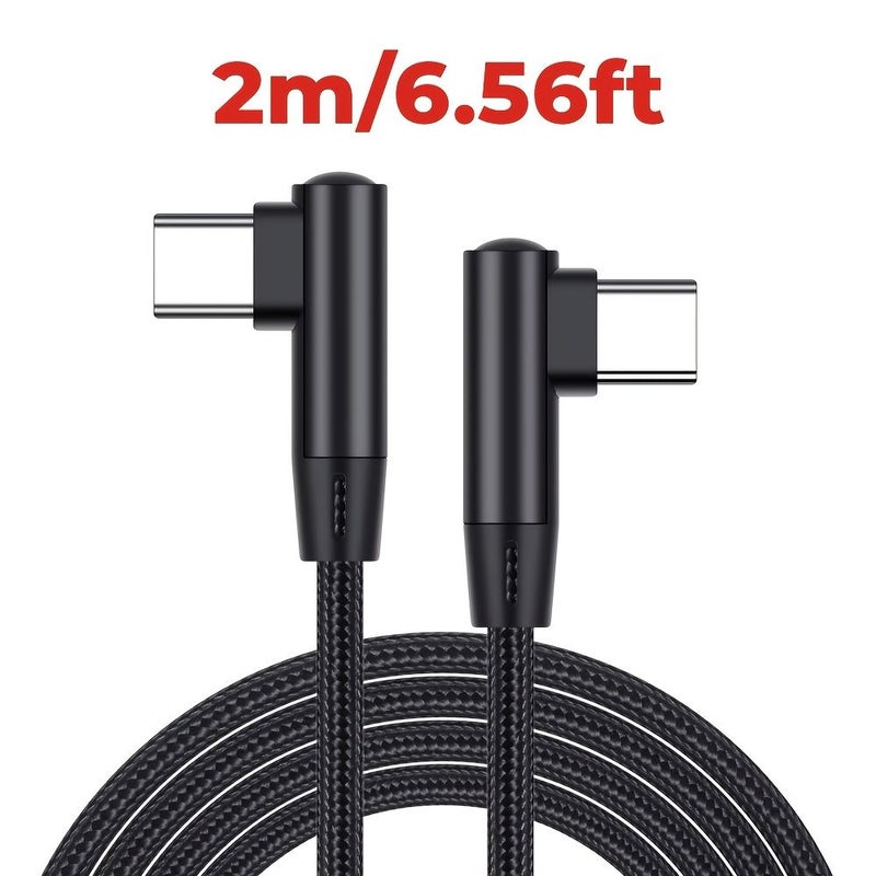 جديلة نايلون 90 درجة كابل شحن سريع من USB C إلى Type C PD بطول 2 متر 6.56 قدم سلك شحن مزدوج من النوع C لسامسونج وشاومي وهواوي وأجهزة الكمبيوتر اللوحية - Image 5