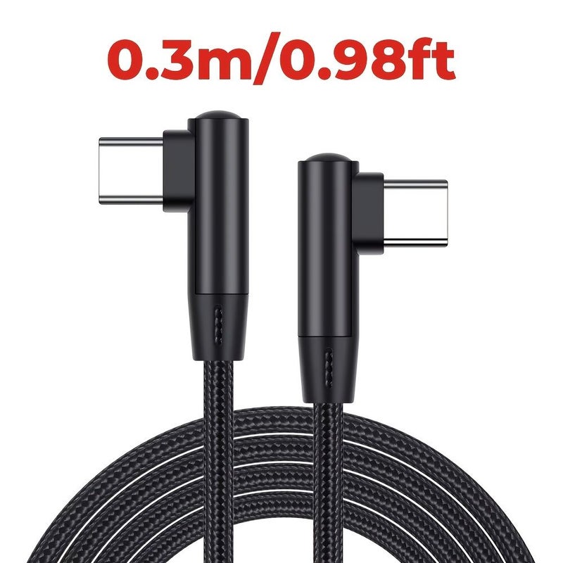 جديلة نايلون 90 درجة كابل شحن سريع من USB C إلى Type C PD بطول 2 متر 6.56 قدم سلك شحن مزدوج من النوع C لسامسونج وشاومي وهواوي وأجهزة الكمبيوتر اللوحية - Image 3