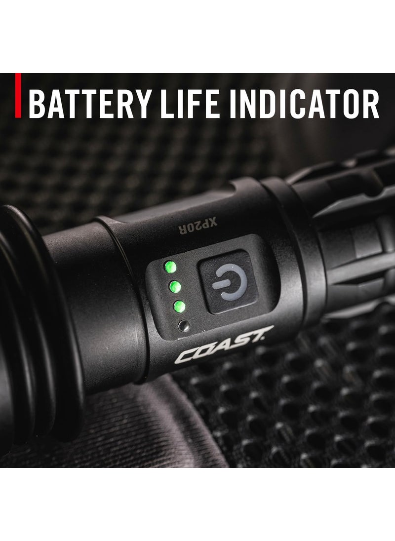 Coast Coast XP20R 4000 Lumen USBC Rechargeable LED Flashlight with Slide Focus and Pure Beam Focusing Optic 5 Light Modes  - Image 5