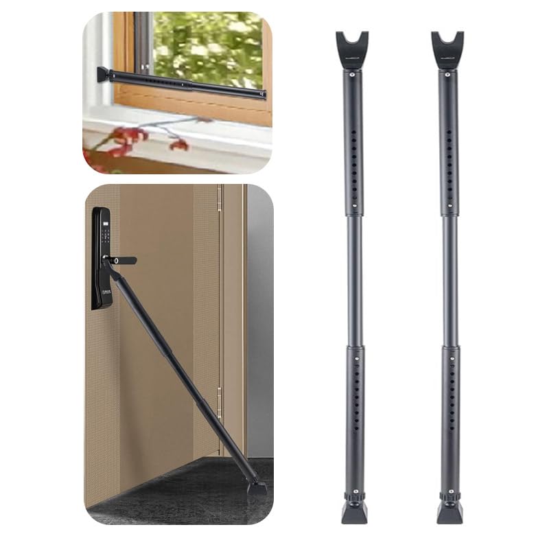 HoneSecur HoneSecur 2 Pack 2in1 Door Security Bar  Sliding Patio Door Stopper Security Jammer Bar Child Proof Adjustable Constructed of High Grade Iron Window Doors Security Bars Black