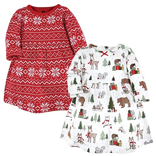 hudson baby Hudson Baby Girls Cotton Dresses Christmas Forest 4T 