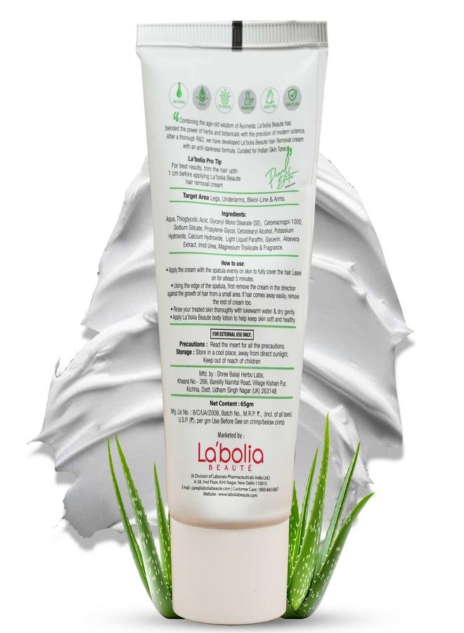 Labolia Beaute Aloevera Hair Removal Cream for Women with Anti Darkening Formula 65g (Pack of 2) | Suitable For Sensitive Skin, For Body, Legs, Underarms, Arms and Bikini Line - Image 2