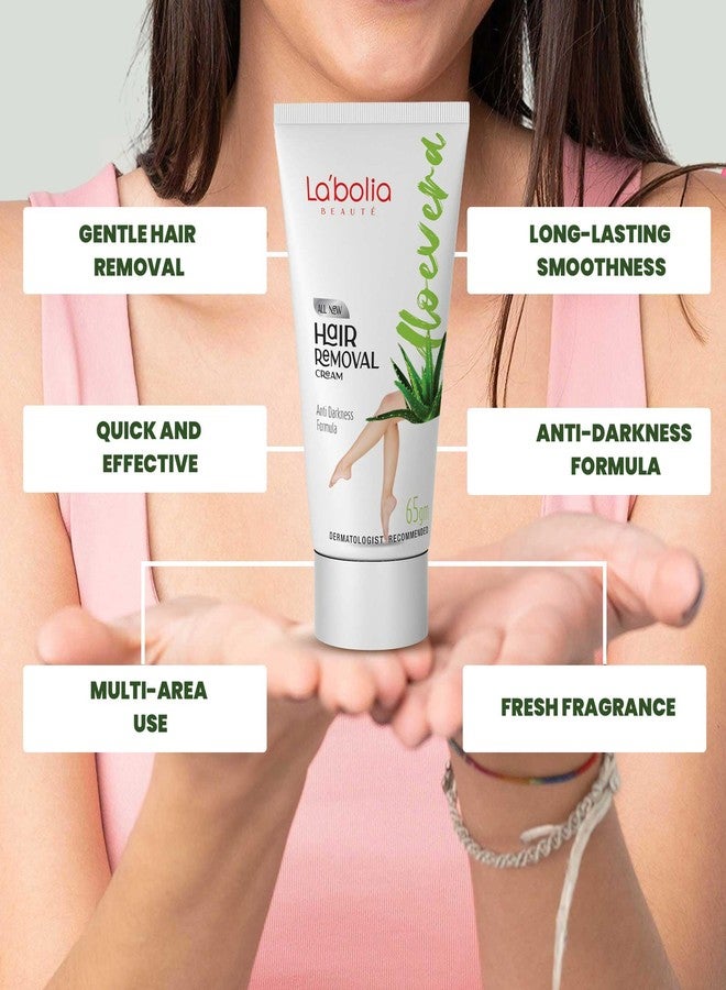 Labolia Beaute Aloevera Hair Removal Cream for Women with Anti Darkening Formula 65g (Pack of 2) | Suitable For Sensitive Skin, For Body, Legs, Underarms, Arms and Bikini Line - Image 5
