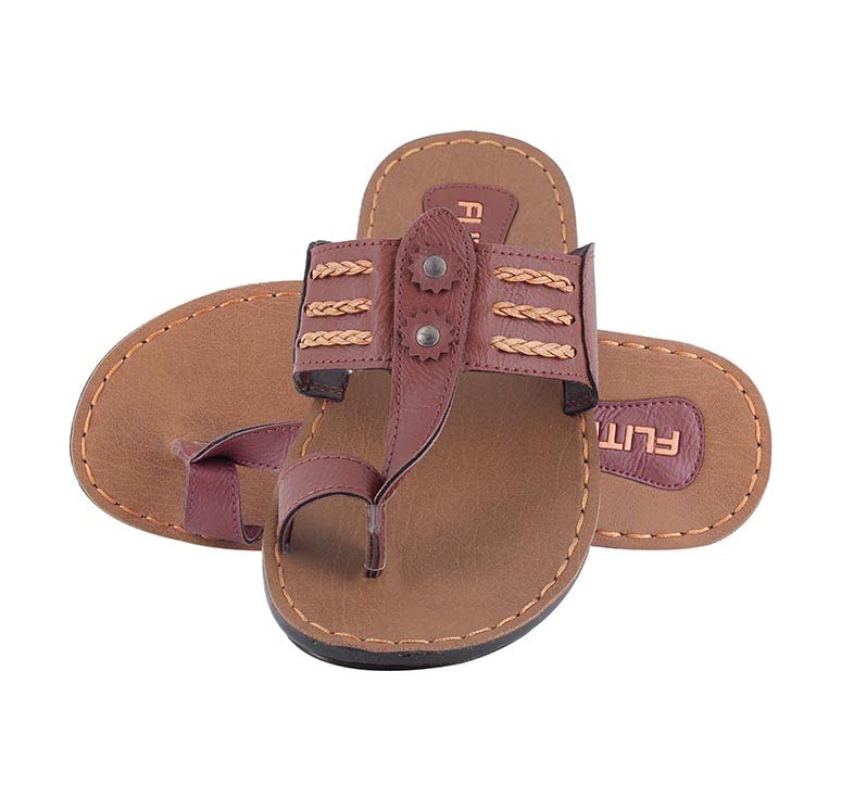 FLITE Slippers for Men/Kohlapuri Slippers for Men/Sandals For Men/Flip Flop For Men (Brown, numeric_9) - Image 2