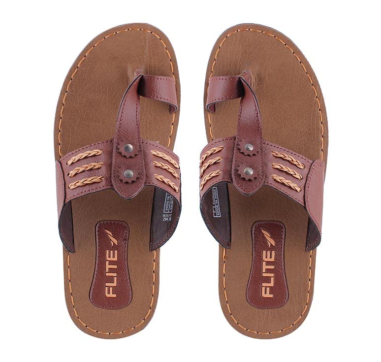 FLITE Slippers for Men/Kohlapuri Slippers for Men/Sandals For Men/Flip Flop For Men (Brown, numeric_9) - Image 4