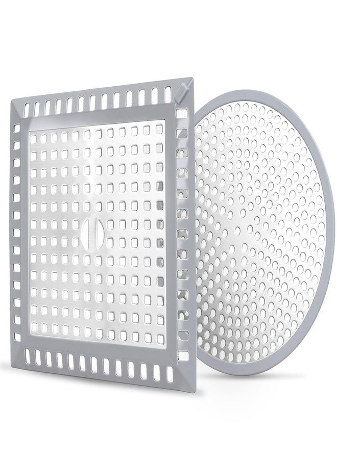 Makerfire 2PCS Shower Drain Hair Catcher, 4.72'', Flat Shower Drain Cover/Filter, Bathroom/Kitchen Sink Drain Strainer, Stainless Steel and Silicone - Image 1