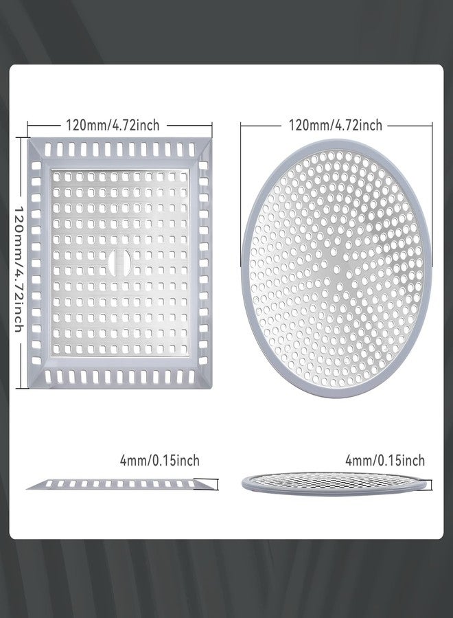 Makerfire 2PCS Shower Drain Hair Catcher, 4.72'', Flat Shower Drain Cover/Filter, Bathroom/Kitchen Sink Drain Strainer, Stainless Steel and Silicone - Image 2