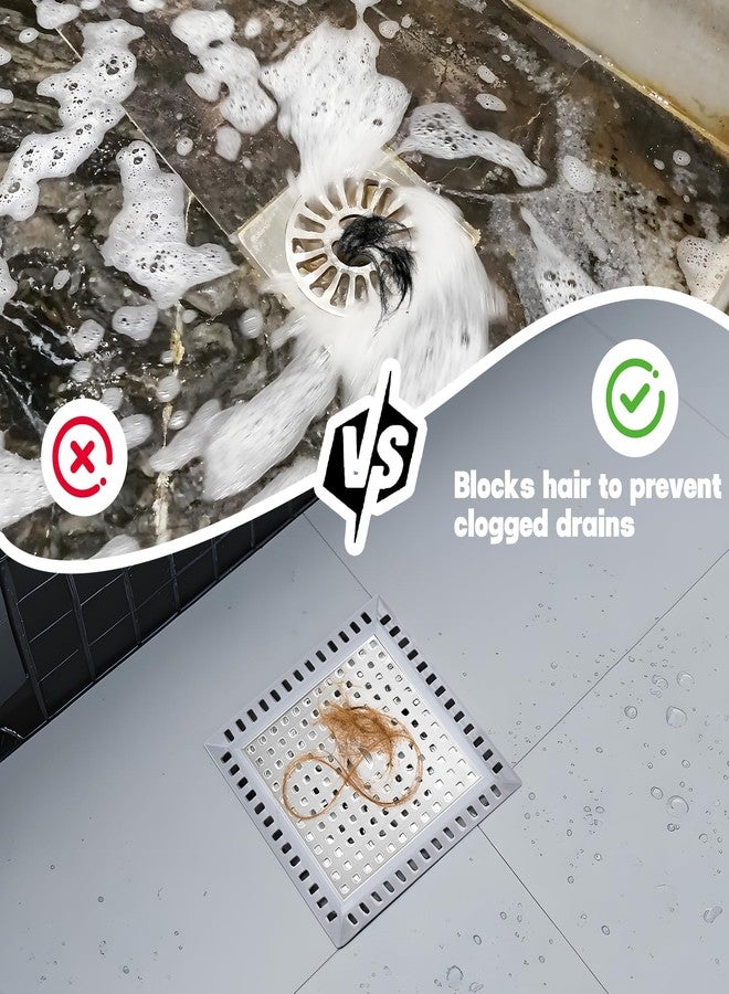 Makerfire 2PCS Shower Drain Hair Catcher, 4.72'', Flat Shower Drain Cover/Filter, Bathroom/Kitchen Sink Drain Strainer, Stainless Steel and Silicone - Image 4