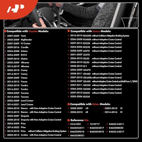 A-Premium مجموعة مفتاح التحكم في السرعة A-Premium متوافقة مع تويوتا ولكزس - 2001-2023 - تاكوما 4رانر توندر راف4 سيينا أفالون كامري كورولا و ES330 ES350 GS300 GS350 IS250 LX470، استبدال# 84632-34011 - Image 2