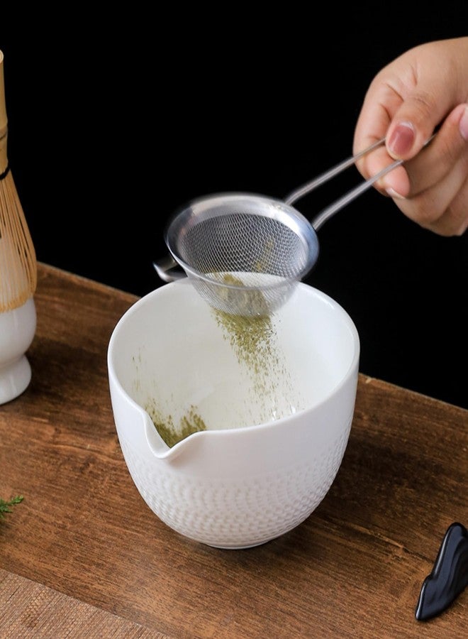 CAMATET Matcha Bowl with Spout, 500 ml/18 oz Ceramic Matcha Mixing Bowl, Japanese Ceremonial Matcha Chawan for Matcha Powder/Salad/Fruit/Soup/Tea - White - Image 3