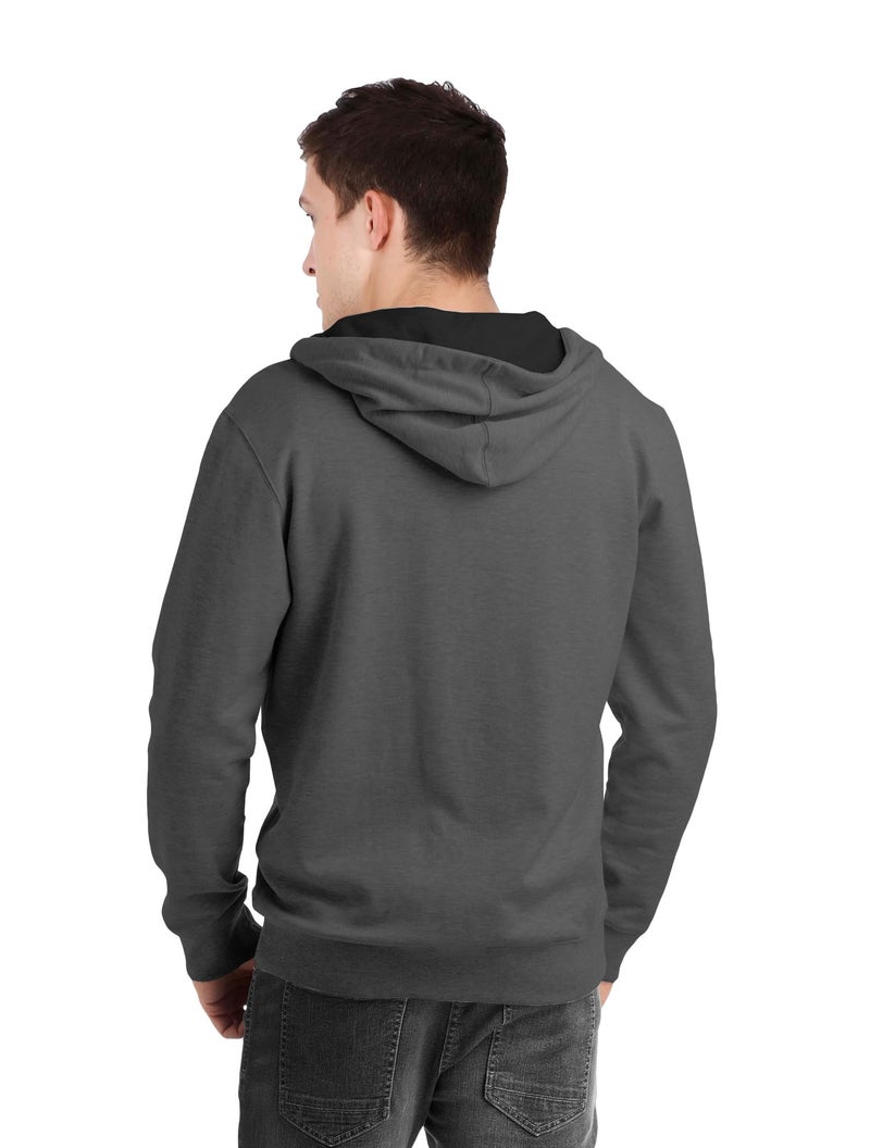 fanideaz Men's Cotton Hooded Sweatshirt with Zip_DarkMelange_S - Image 2