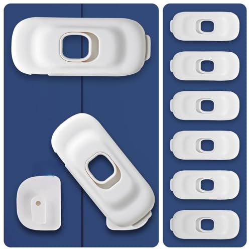 BASEEFY 6 Pcs Baby Proof Cabinet Locks – Multi-Purpose Child Safety Adhesive Locks for Fridge, Cupboard, Drawer, Closet & Sliding Windows (White) - Image 1