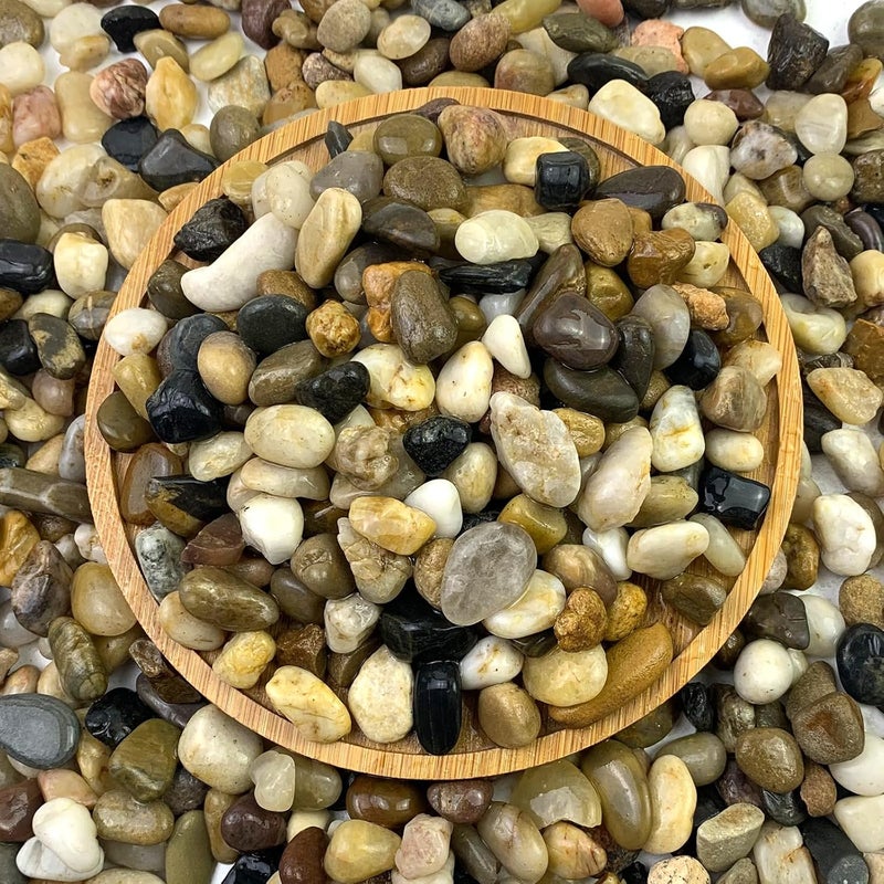 FANTIAN 5 Lb Pea Gravel for Fish Tank, 2/5 Inch Mixed Color River Rocks for Aquarium, Vase Fillers, Cactus Bonsai, Plant Soil Cover and Outdoor Garden Landscaping Rocks - Image 1