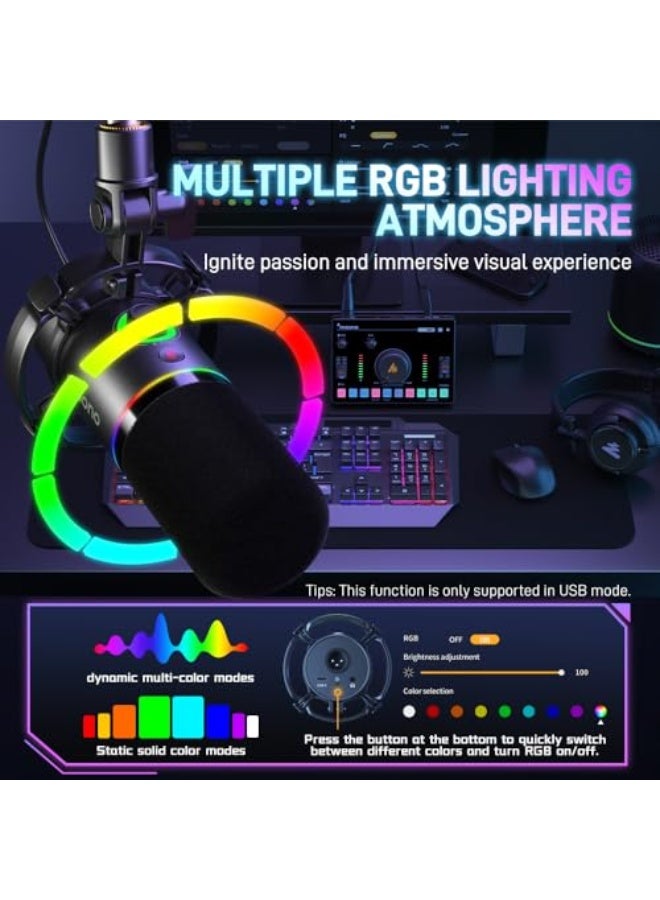 ماونو ميكروفون بودكاست MAONO XLR/USB، ميكروفون ديناميكي للكمبيوتر للتسجيل والبث والألعاب والتعليق الصوتي، ميكروفون معدني مع برنامج، زر كتم الصوت، مدخل سماعة، زر التحكم في الجاج وفتحة الصوت - PD200X - Image 4