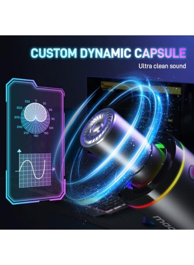 ماونو ميكروفون بودكاست MAONO XLR/USB، ميكروفون ديناميكي للكمبيوتر للتسجيل والبث والألعاب والتعليق الصوتي، ميكروفون معدني مع برنامج، زر كتم الصوت، مدخل سماعة، زر التحكم في الجاج وفتحة الصوت - PD200X - Image 2