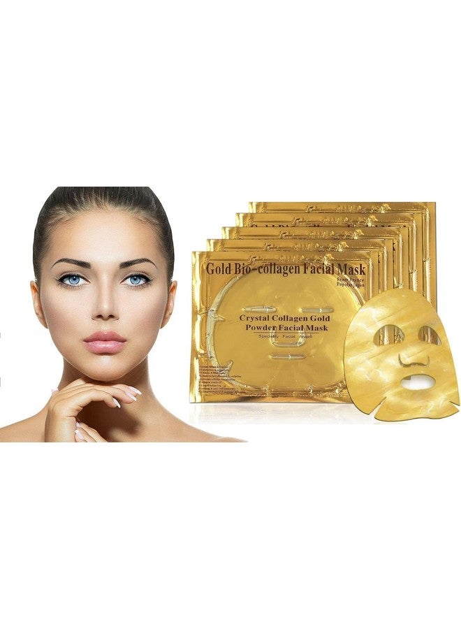 Deoxys 5 Pcs Gold Gel Collagen Facial Masks Gold Face Mask Moisturizing Facial Sheet Patch Deep Tissue Rejuvenation and Hydrates Skin - Image 1