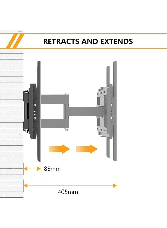 TV Wall Mount Stand for 32-75 Inch TVs - Dual Articulating Arms, Tilt Swivel Extension Wall Mount TV Bracket for Flat Curved LED LCD Screen TVs, Universal Stand Holds Up to 50kg - Image 5