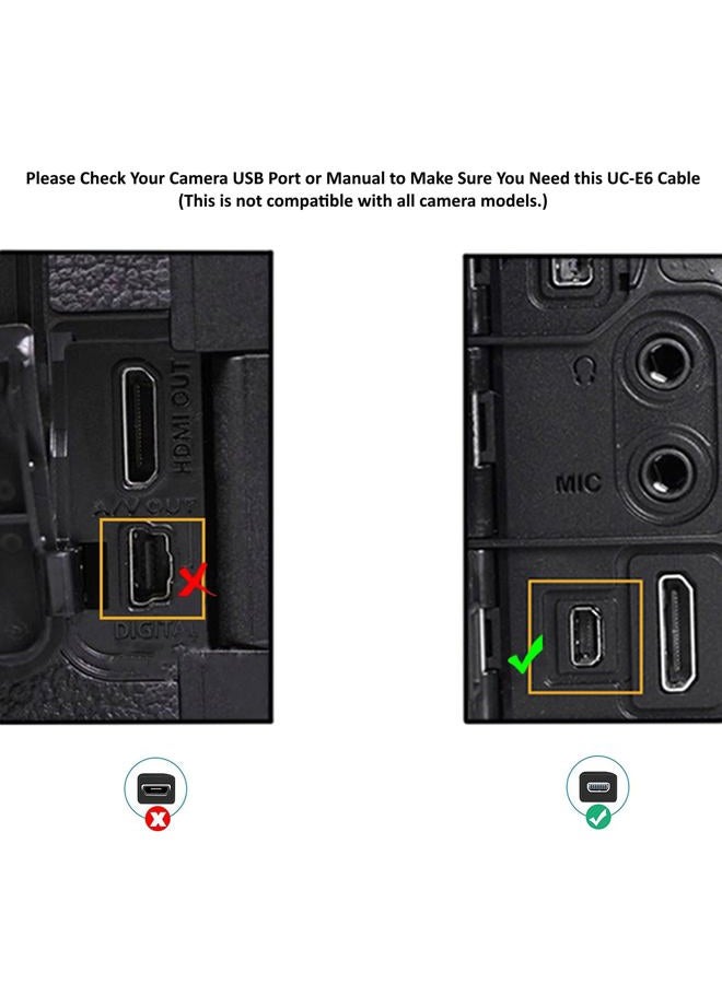 ienza USB Cable Photo Transfer Charger Cord UC-E6 for Nikon D3300 D750 D5300 D7200 D3200, Coolpix B500, Select Coolpix & DSLR (Please See Product Pictures & Complete List of Compatible Nikon Models Below) - Image 5