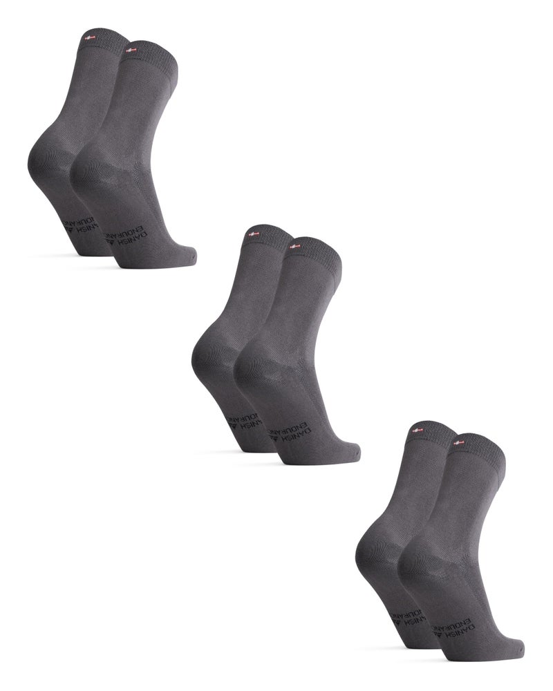 DANISH ENDURANCE Soft & Breathable Socks for Men & Women, 3-Pack, Grey, US Women 8-10 // US Men 6.5-8.5 - Image 1
