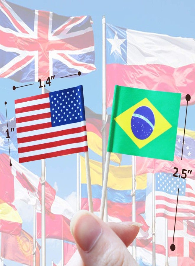 Anley Assorted 100 Different Countries Toothpick Flag - Vivid Double Sided Print & Solid Smooth Pick - Party Decoration Cocktail Fruit Stick Cupcakes Toppers(100 pcs) - Image 2