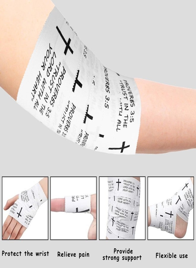 Eaureum 2Pcs Christian Athletic Tape 2IN X 23FT Cotton Zinc Oxied White Sports Tape for Sports, Cross Athletic Wrist Tape for Tennis, Religious Bible Verse Athlete Tape Christian Gifts for Men Women - Image 4
