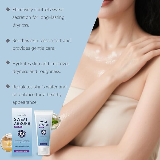 YOOJ Sweat Absorbing Body Lotion for Men & Women, Sweat Blocker & Face Antiperspirant, Fast-Drying Non-Greasy Sweat Control Cream, Long-Lasting Sweat Absorb & Fresh Skin Care - 60g Travel Size - Image 3
