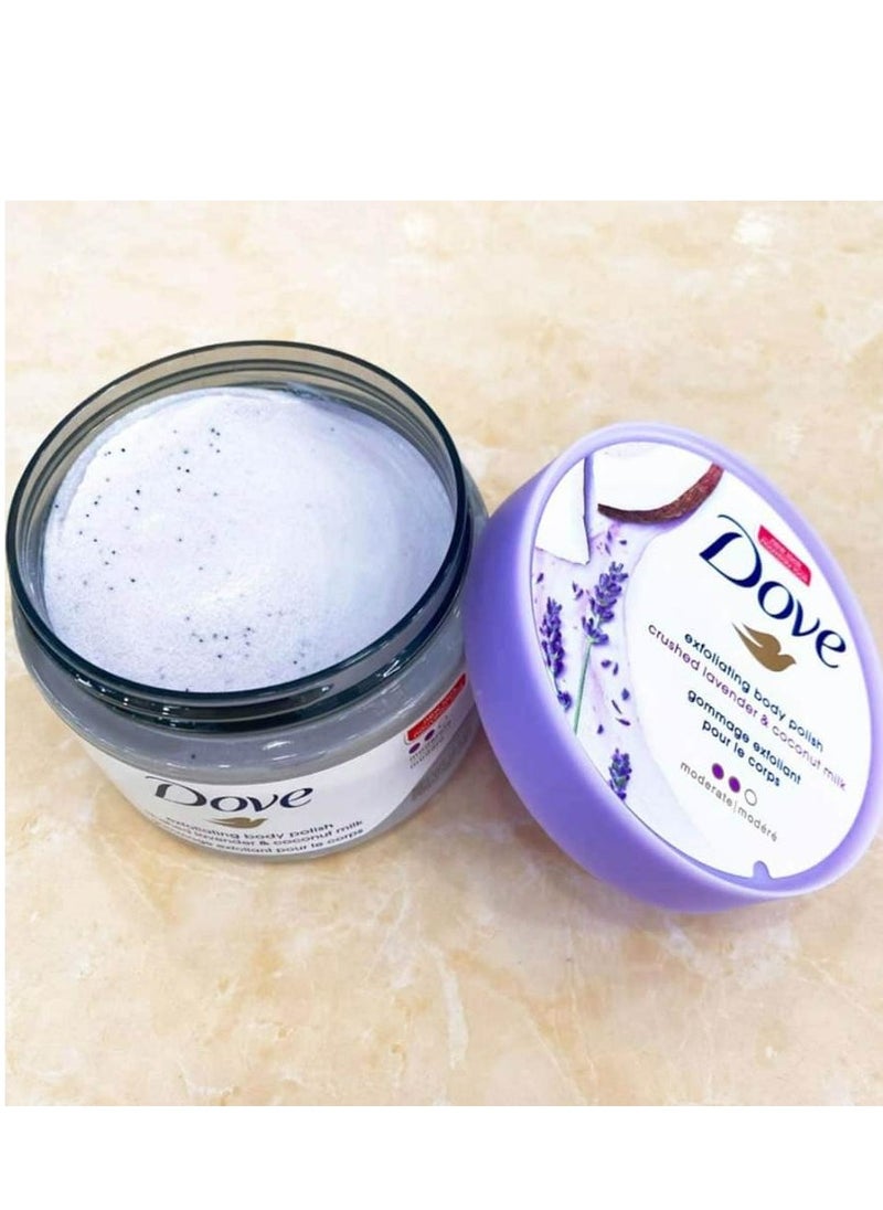 Dove - Exfoliating Body Polish Crushed Lavender And Coconut Milk 298 g - Image 1