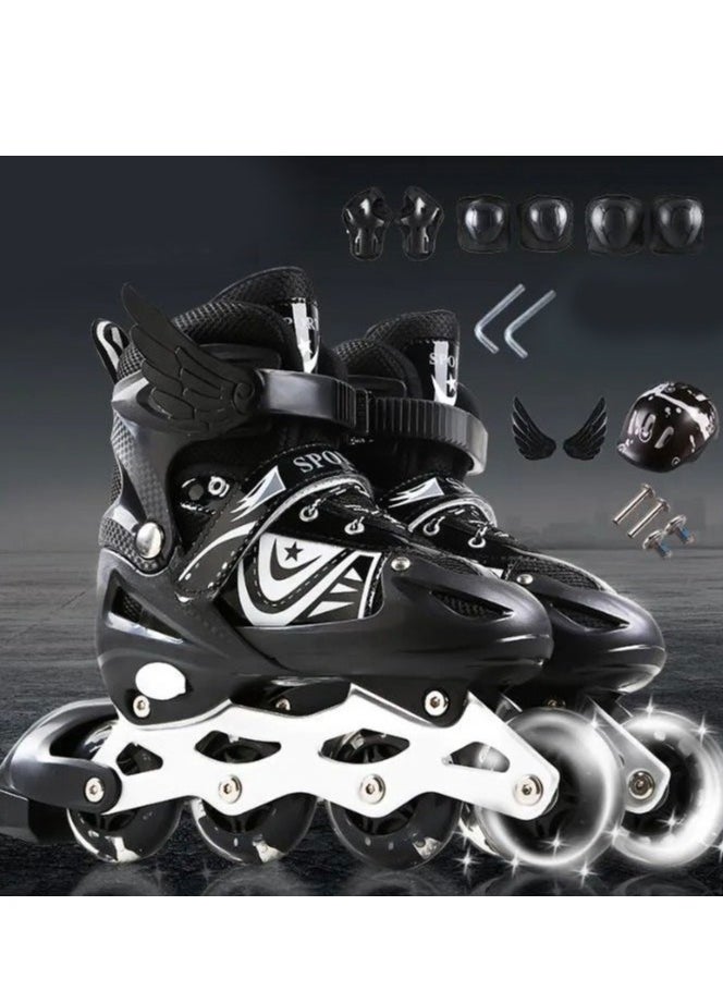 Spall Full Set Single Flash Childrenâ€²s Roller Skates Adult Roller Skates Adjustable Skates  - Image 1