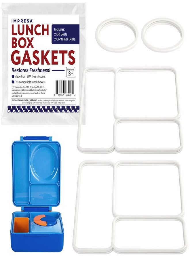IMPRESA [4 PC] Seal Replacement Parts for Omiebox Bento Box for Kids Food Safe Silicone Gasket for Omiebox Accessories & Insulated Food Container - Kids Bento Lunch Box for Hot Food - Image 1