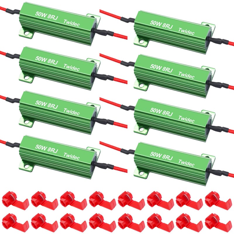 Twidec8Pcs 50W 8Ohm LED Load Resistors For Fix LED Hyper Flash Turn Signal Light Bulb Fast Blink Error Code RX2450W88X