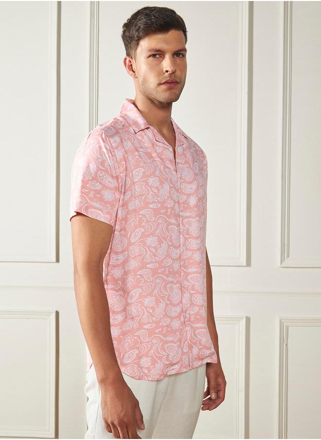 Dennis Lingo Paisley Print Casual Shirt with Button Placket by Styli  - Image 3