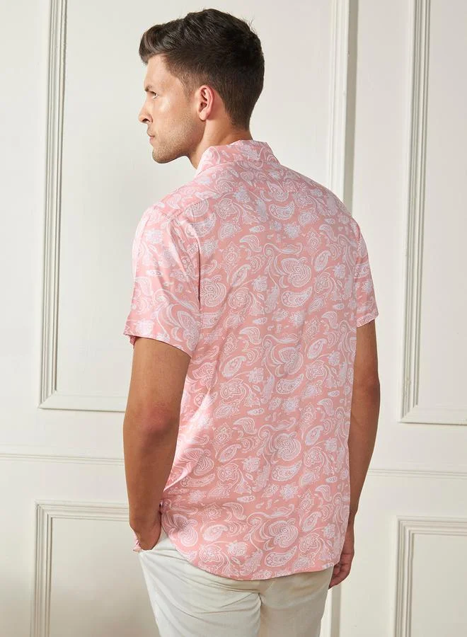دينيس لينغو Paisley Print Casual Shirt with Button Placket by Styli